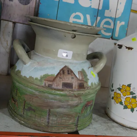 Painted milk can