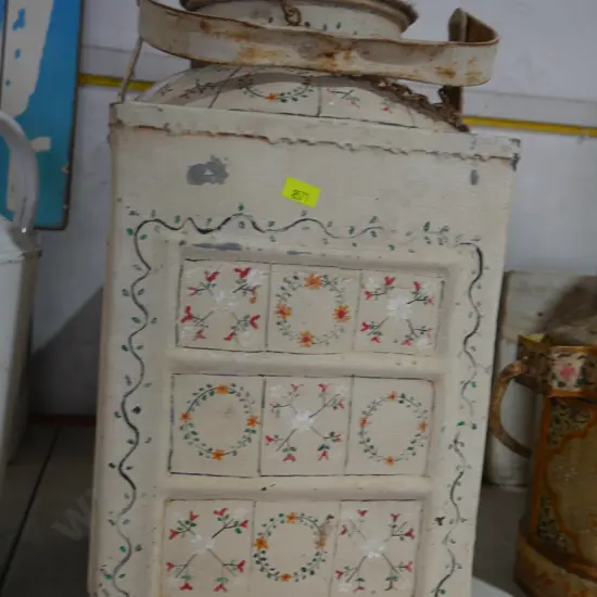 Painted tin milk can