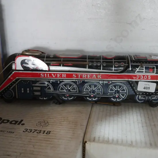 Tin silver streak toy train