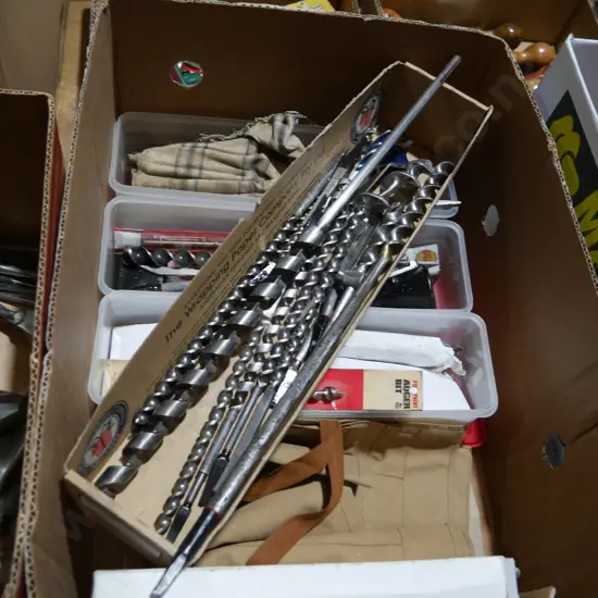 Assorted auger bits etc