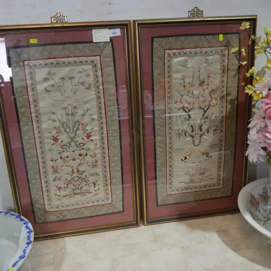 Two framed Chinese silks