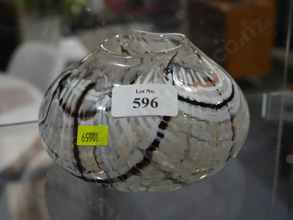 Signed art glass vase, Lynden Over, Lava Glass Image 1++