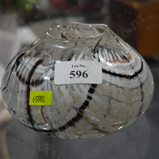 Signed art glass vase, Lynden Over, Lava Glass