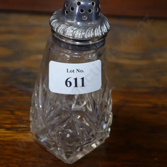 Stirling silver topped crystal shaker