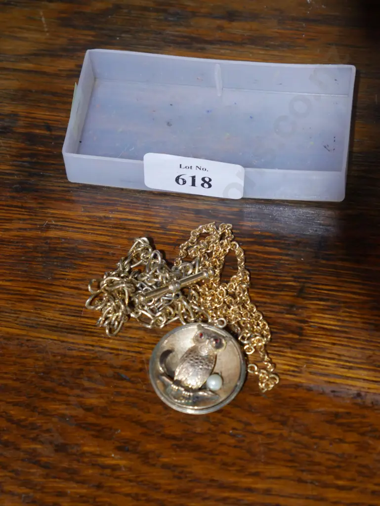 Gold fob chain, owl necklace Image 1++