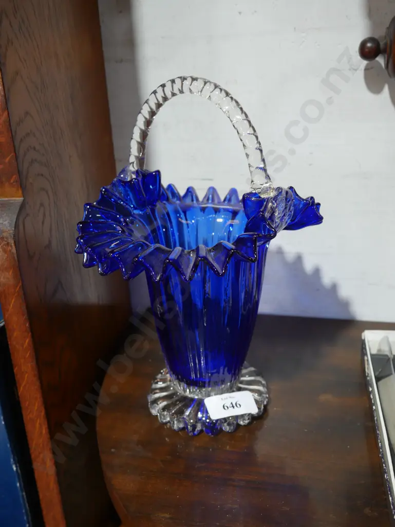 Blue glass basket Image 1++