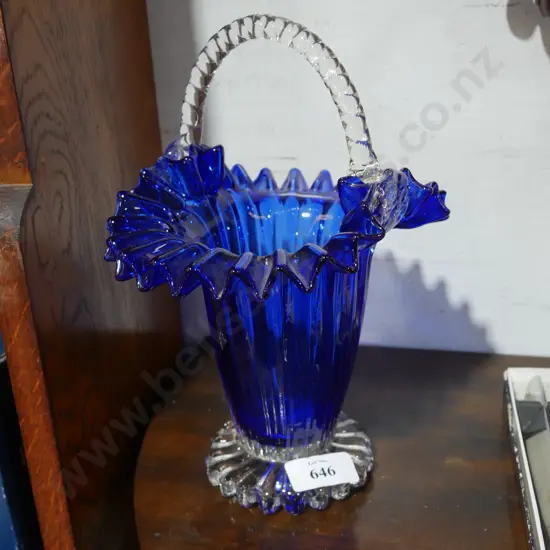 Blue glass basket