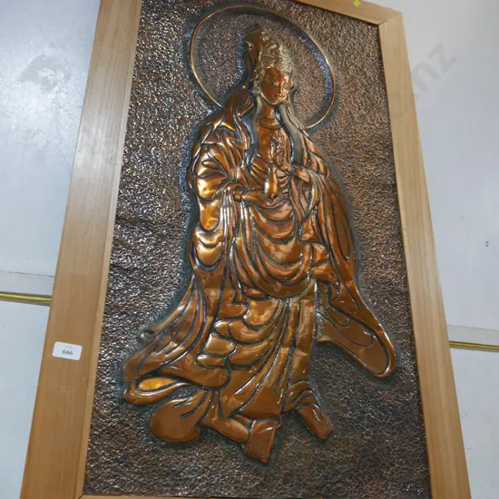 Large framed copper picture