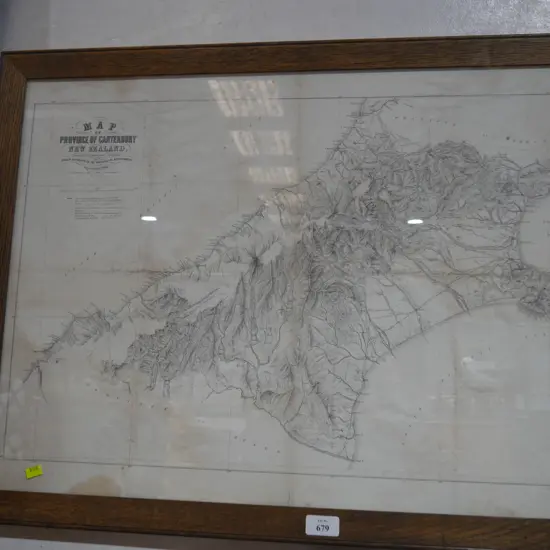 Framed early map of Canterbury