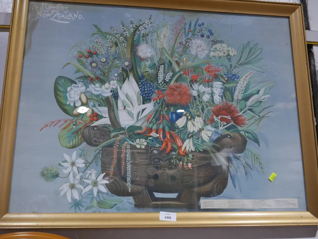 Framed native flowers of New Zealand print Image 1++