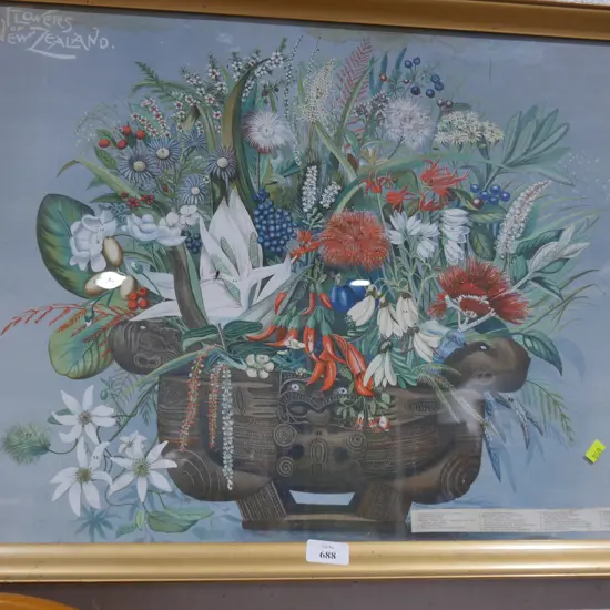Framed native flowers of New Zealand print