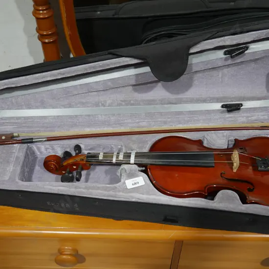 Cased violin