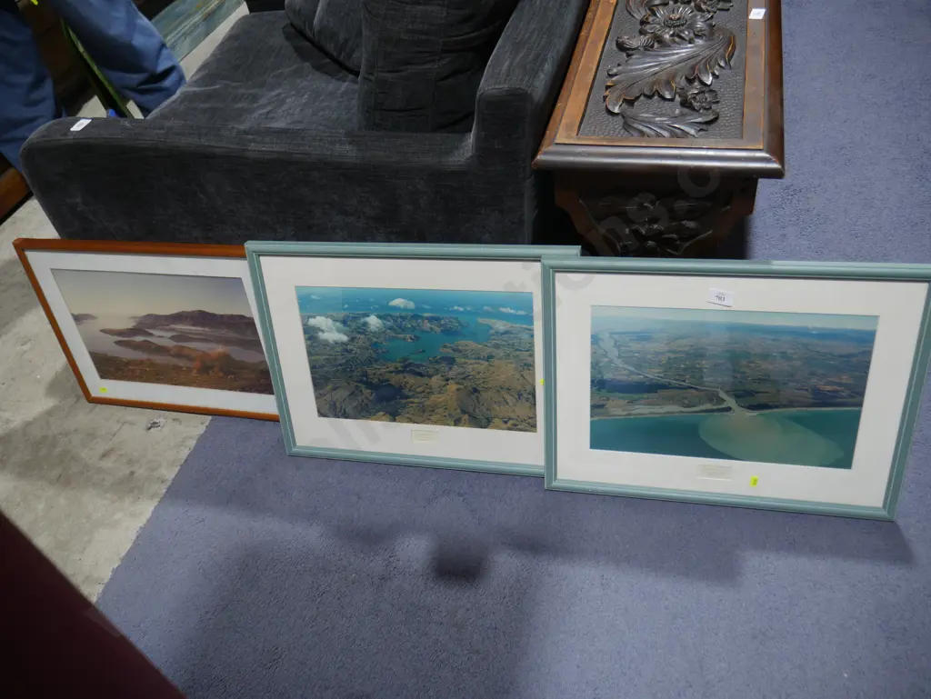 Framed Banks Peninsula and Waimakariri River photographs Image 1++