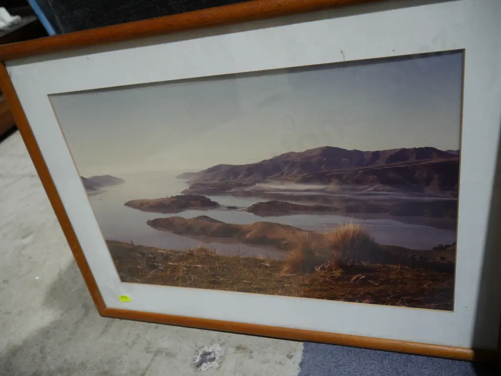 Framed Banks Peninsula and Waimakariri River photographs Image 1++