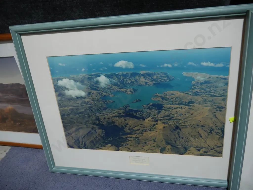 Framed Banks Peninsula and Waimakariri River photographs Image 1++