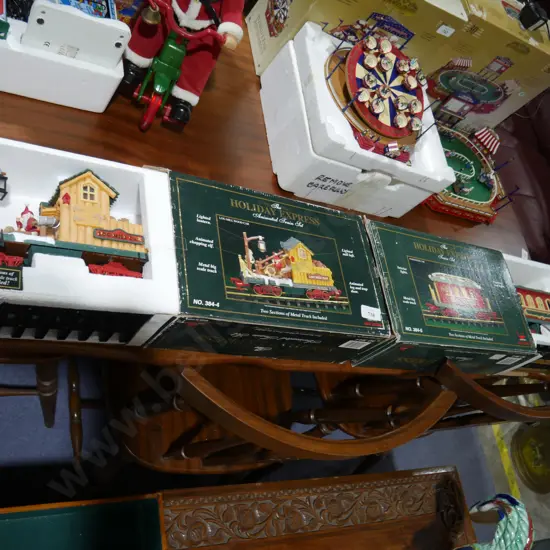 Two box holiday express trains