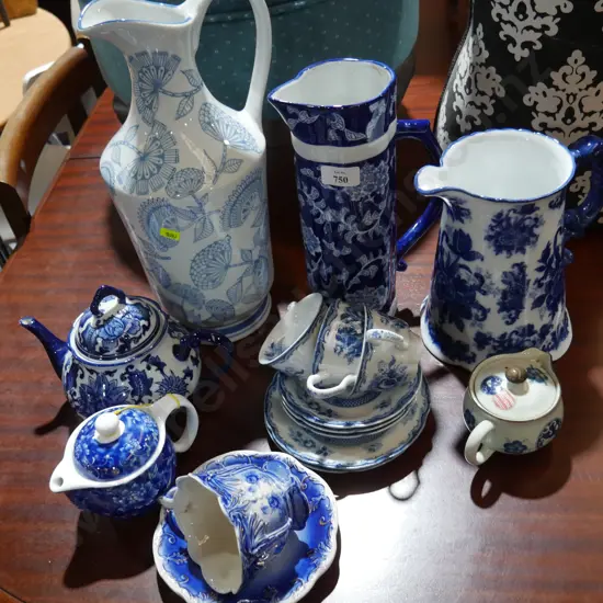 Assorted blue and white china