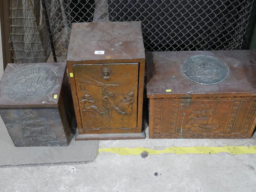 3 copper wood boxes Image 1++