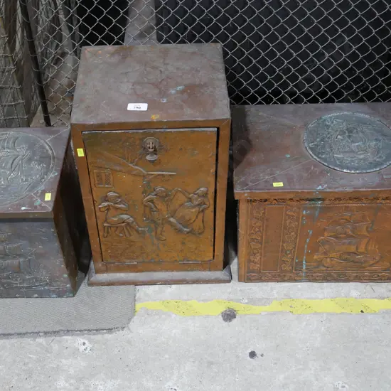 3 copper wood boxes