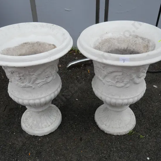 2 large white plant pots