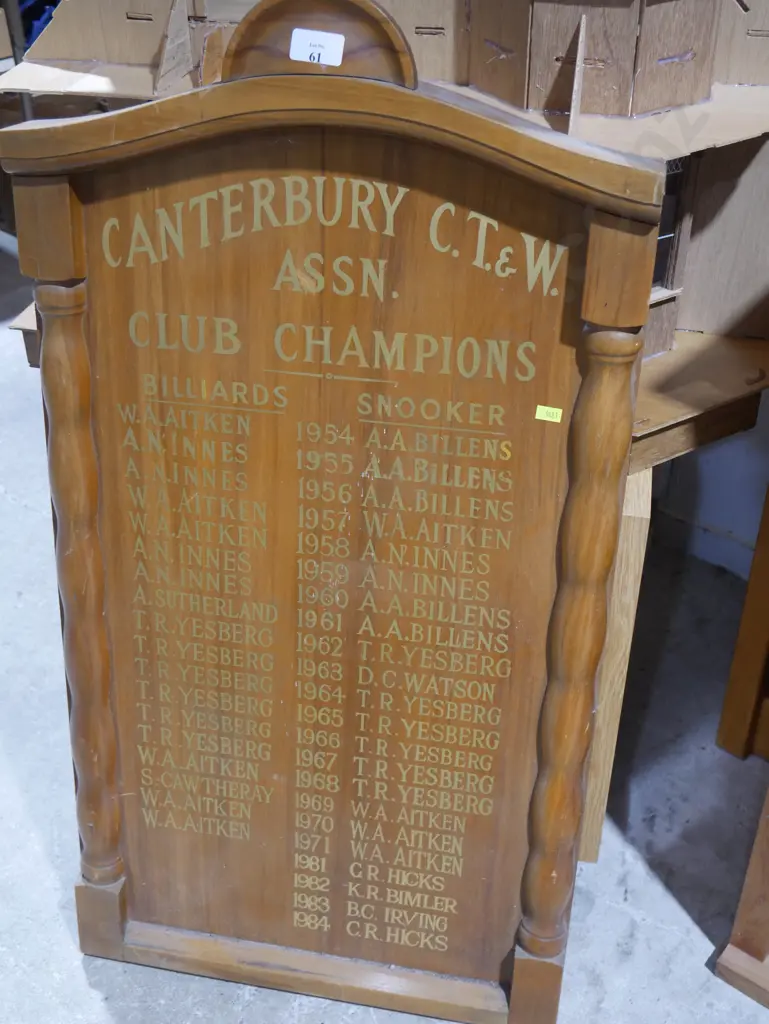 Canterbury C.T.&.W. associations club champions board Image 1++