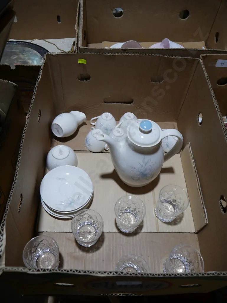 Set of 6 Crystal tumblers, Royal Doulton coffee set Image 1++