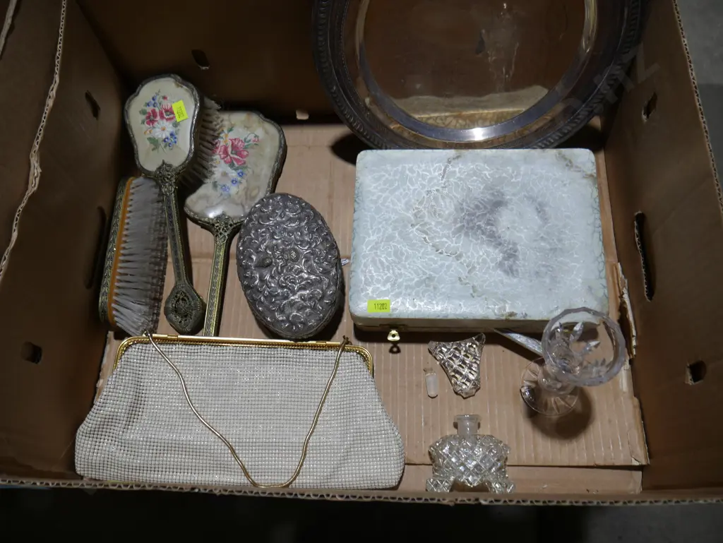 Brush and mirror, cased spoons etc Image 1++
