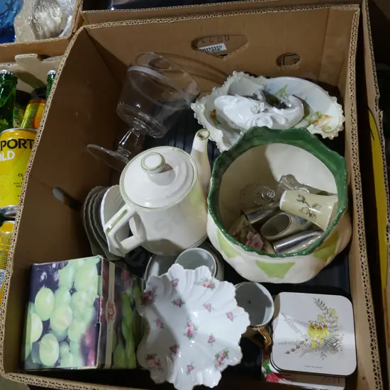 Jardiniere, tea pot, china etc