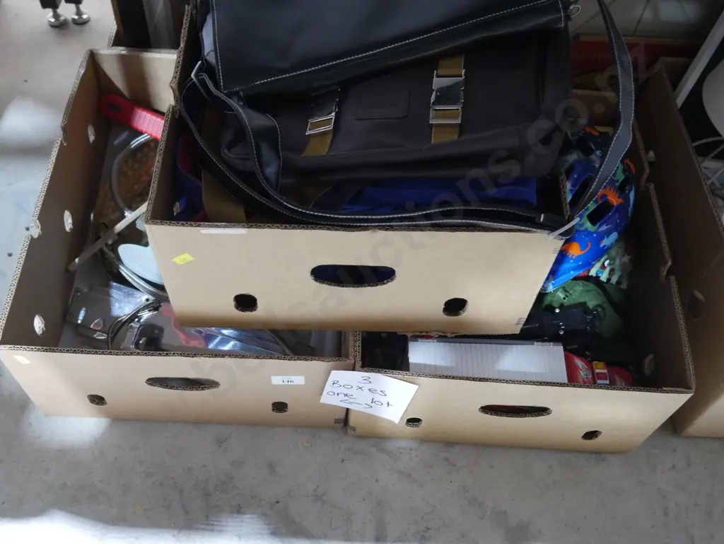 Three boxes of toys, bags etc Image 1++