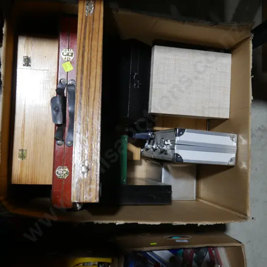 Assorted storage boxes and cases