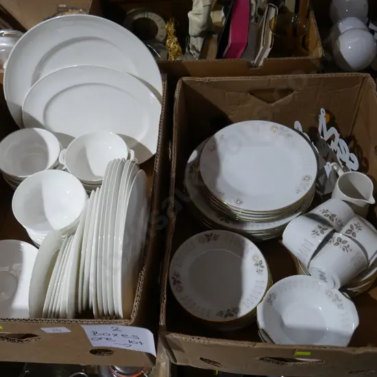 Two boxes of dinnerware