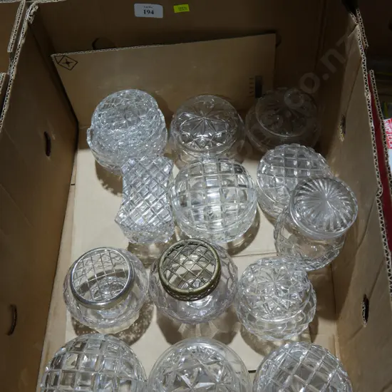 Glass trinket boxes etc