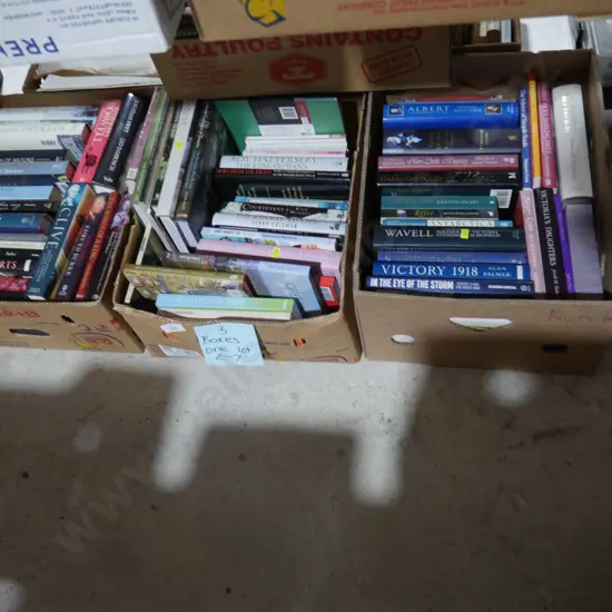 Three boxes of books