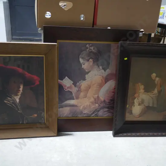 3 wooden framed artworks