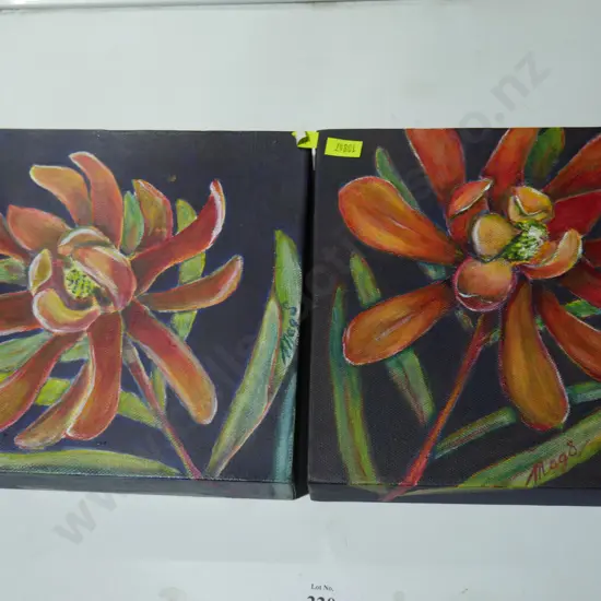 2 canvas flower artworks