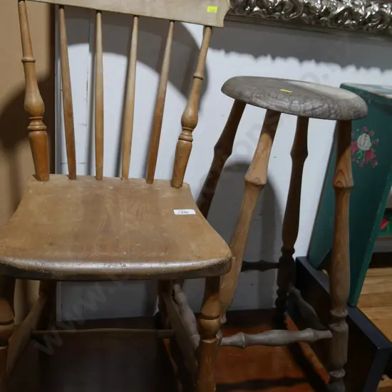 Wooden dining chair and stool