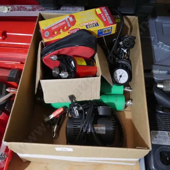 Laser level, mini compressor etc