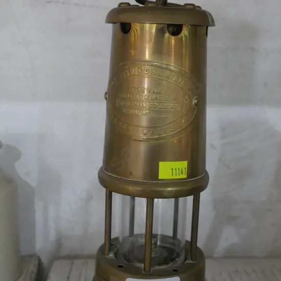 Brass British coal mining safety lamp