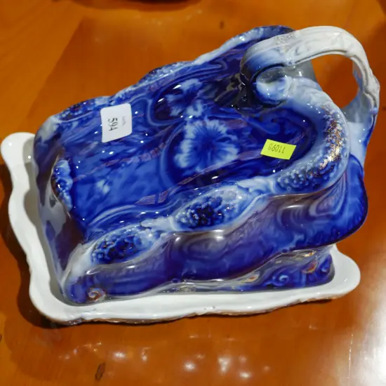 Blue and white cover dish
