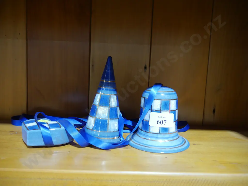 Blue and white checkered ornaments Image 1++
