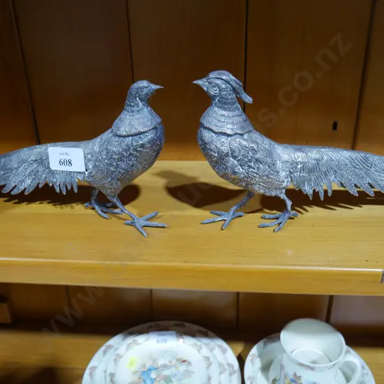 2 pheasant figurines