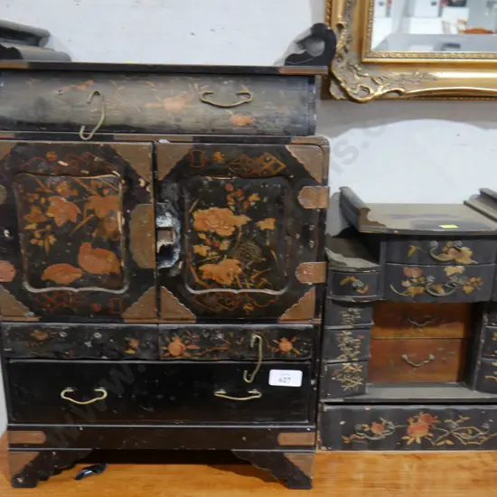 2 Oriental lacquered table cabinets