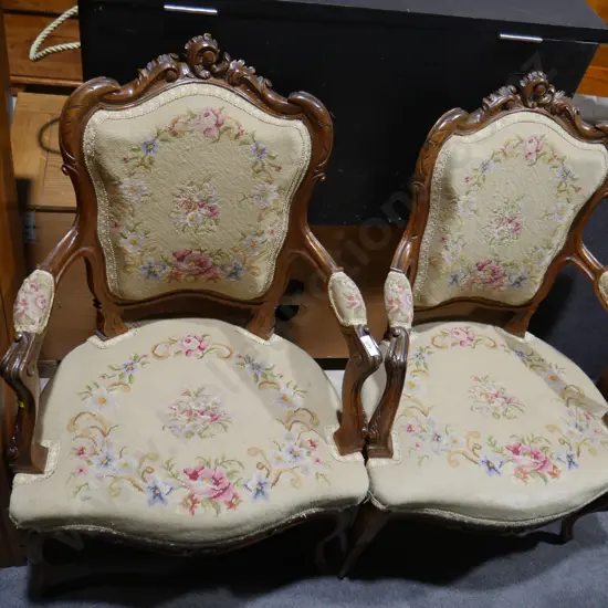 2 Queen Anne armchairs