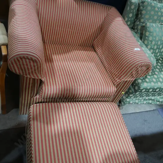Striped armchair and stool