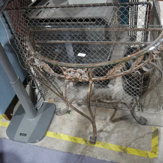 Glass top half round hall table