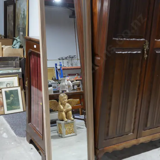 Large wood framed wall mirror