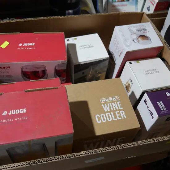 Boxed glasses, wine cooler etc