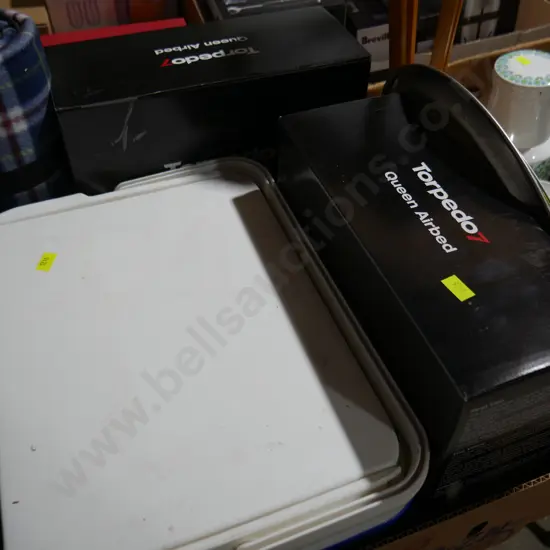 Boxed airbeds, chilly bins etc