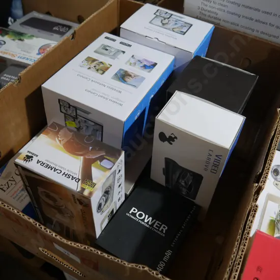 Boxed smart camera, portable charger etc