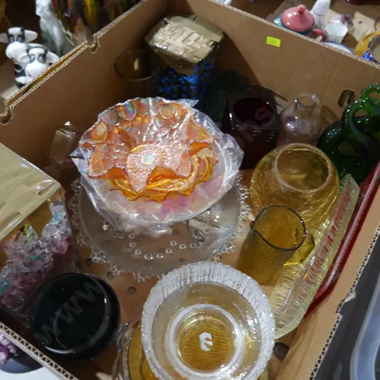 Glass vases, bowls etc